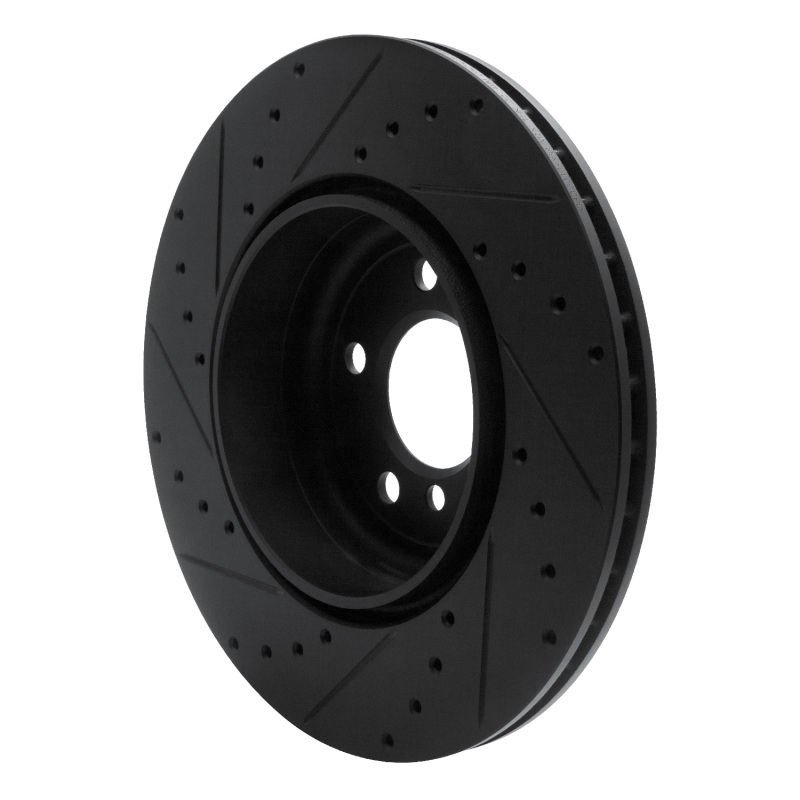 BMW 535I GT xDrive Brake Rotor (1) - Rear Right - R1 Concepts - Drilled & Slotted - Black - `10-`19